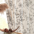 Linen Blend Floral Curtains 96 in Panels - Light Filtering Elegance