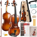 Kmise Violin 4/4 Full Set - Glossy Ebony Acoustic Fiddle for Adults
