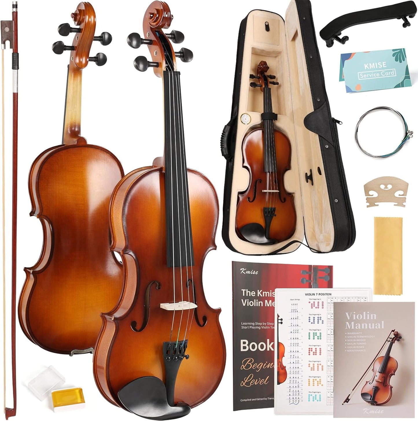 Kmise Violin 4/4 Full Set for Adults and Beginners with Case
