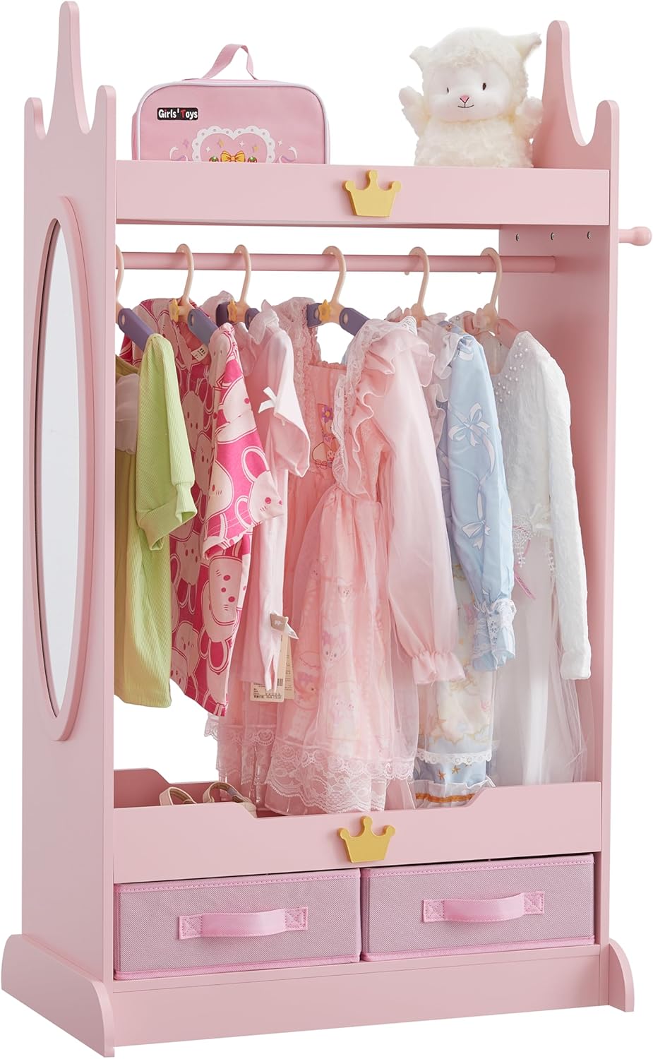 Kids Dress Up Storage with Mirror and Non-Woven Drawers