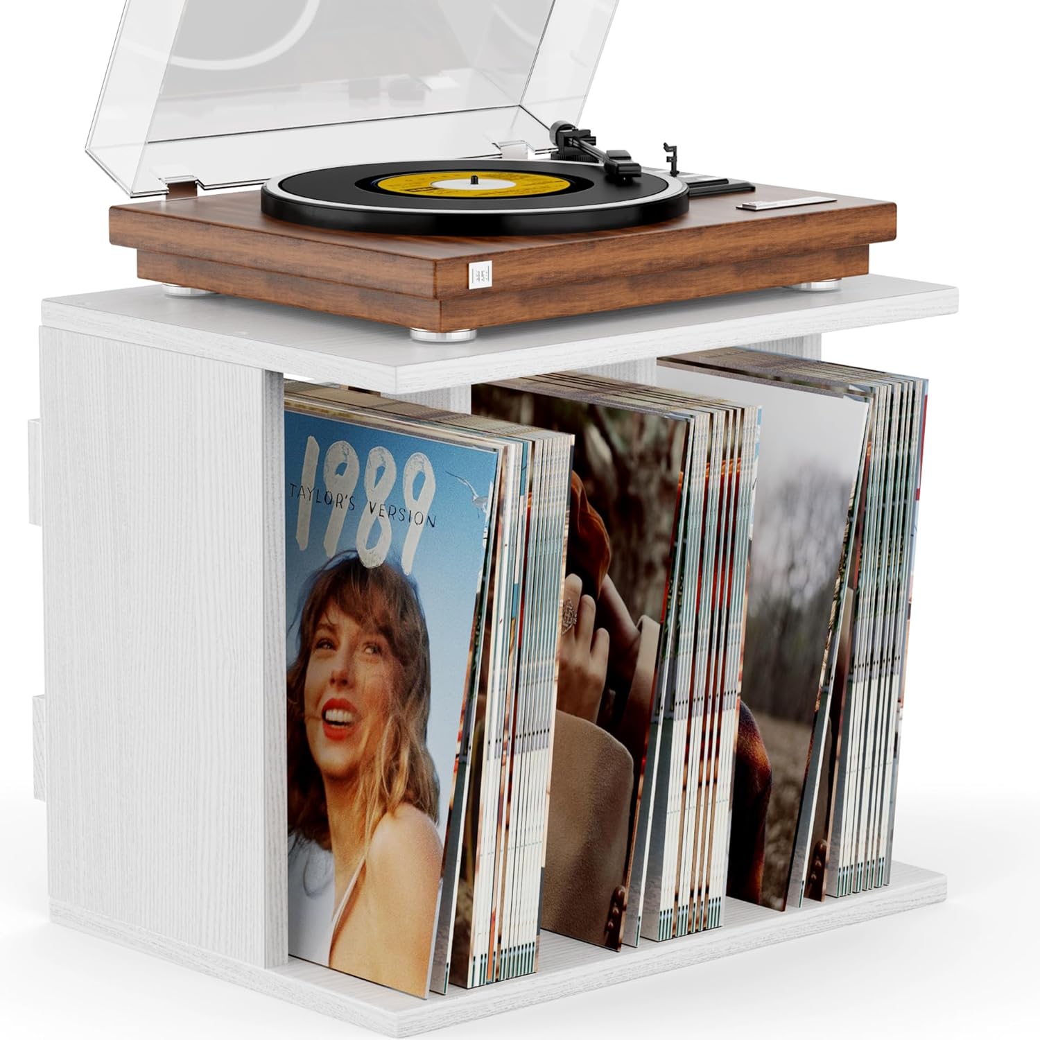 Record Player Stand with Vinyl Storage for 80-100 Albums