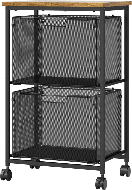 Mobile File Cabinet for Home Office with 2 Drawers and Wheels