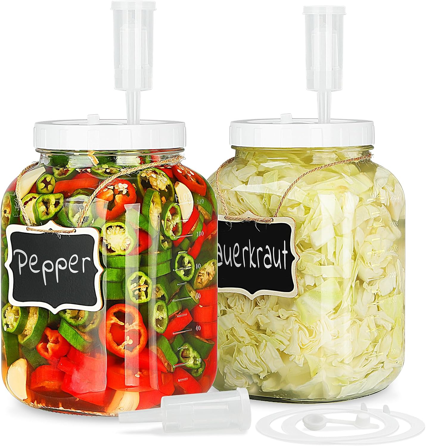 Large 1 Gallon Fermentation Jars with Airtight Lids and Airlocks