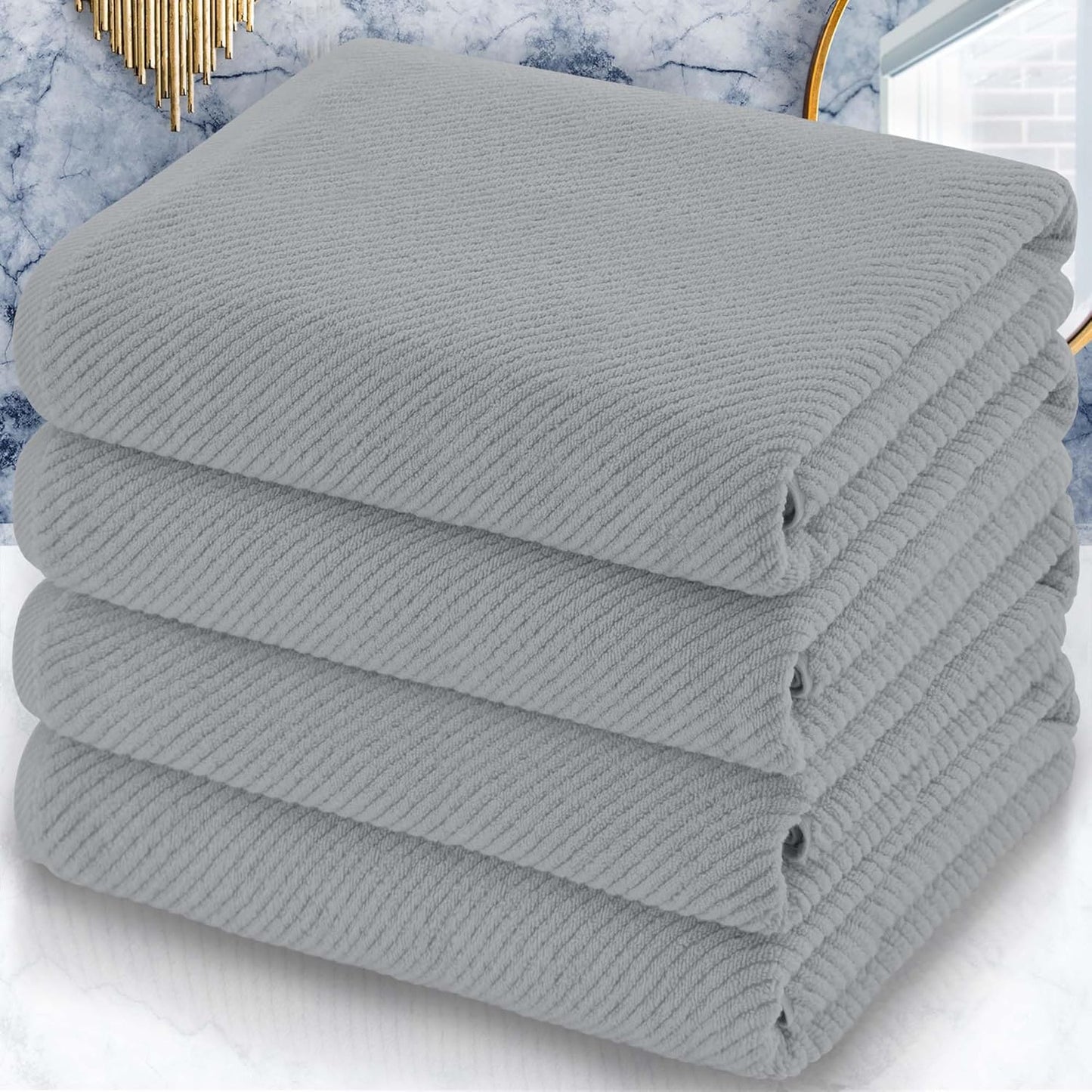 Luxurious 100% Cotton Grey Bath Towels Set for Ultimate Comfort