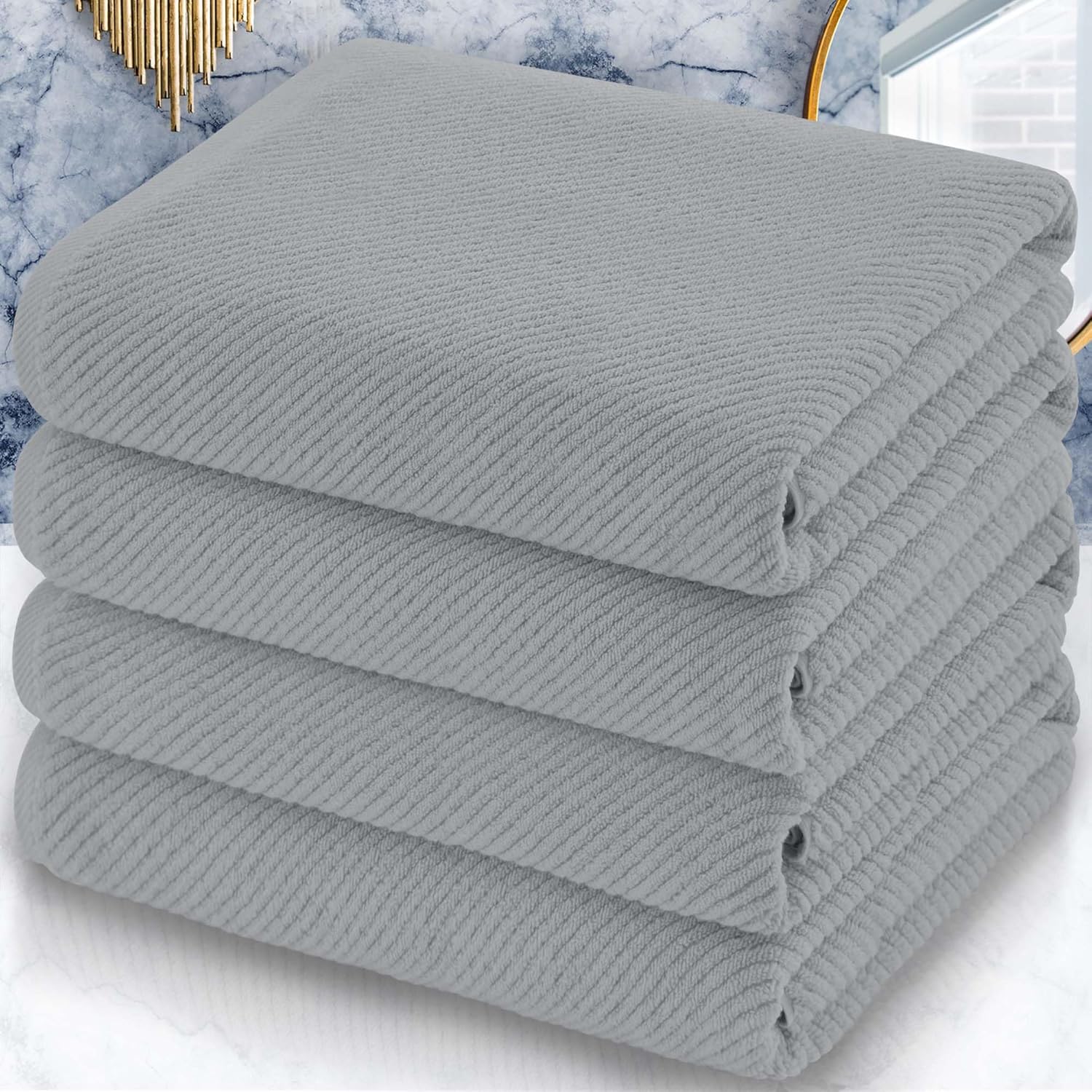 Luxurious 100% Cotton Grey Bath Towels Set for Ultimate Comfort