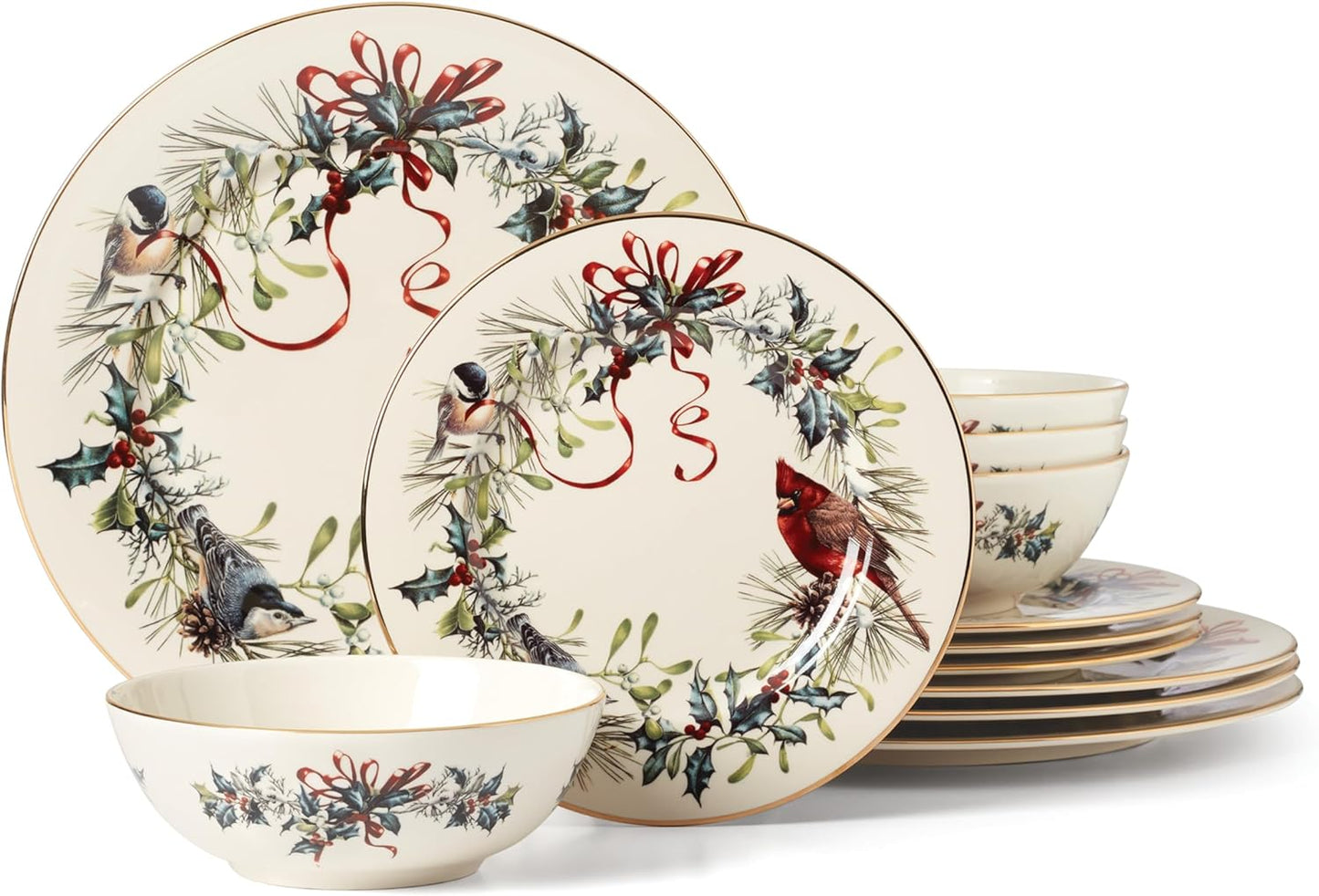 Lenox Winter Greetings 12-Piece Dinnerware Set for Holiday Hosting