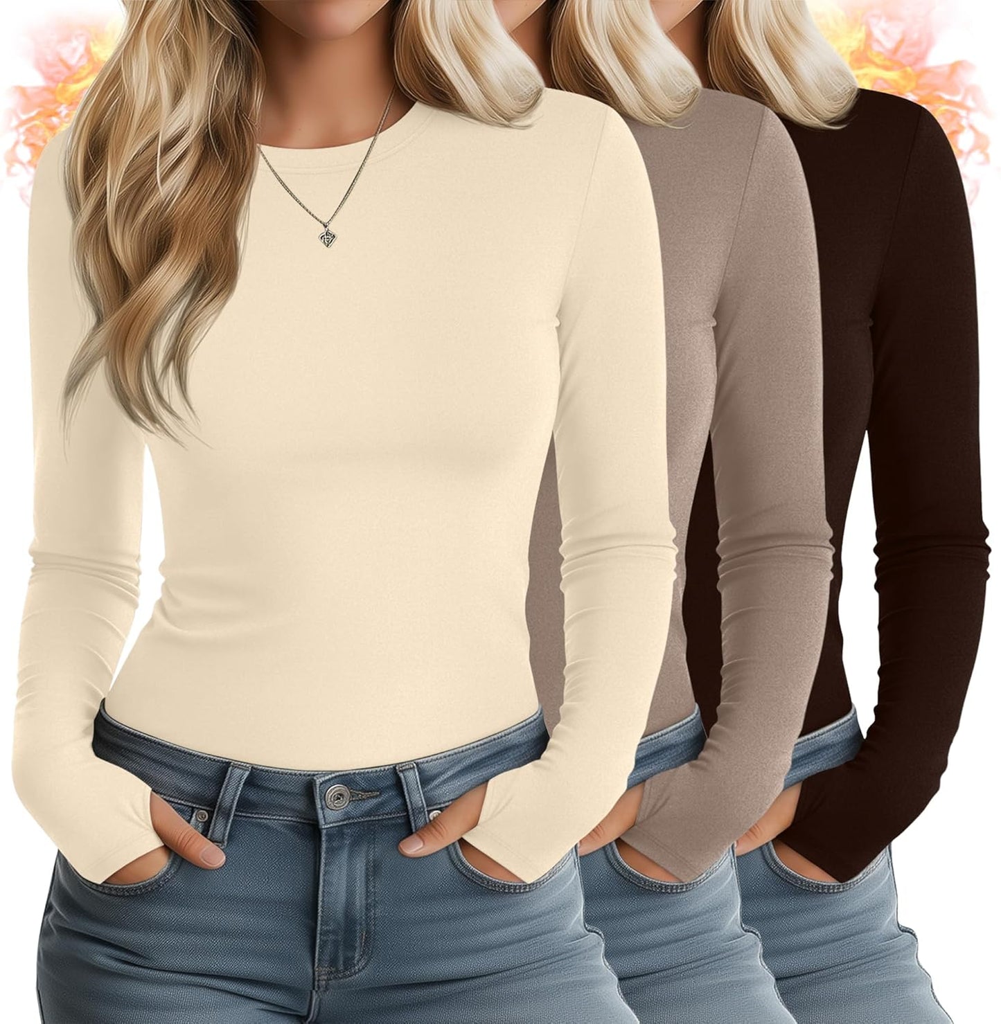Huukeay Women's Thermal Shirts with Thumb Holes for Comfort