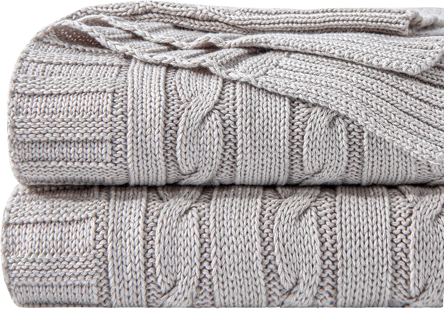 NTBAY 100% Pure Cotton Oversize Cable Knit Throw Blanket