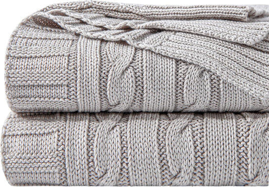 NTBAY 100% Pure Cotton Oversize Cable Knit Throw Blanket