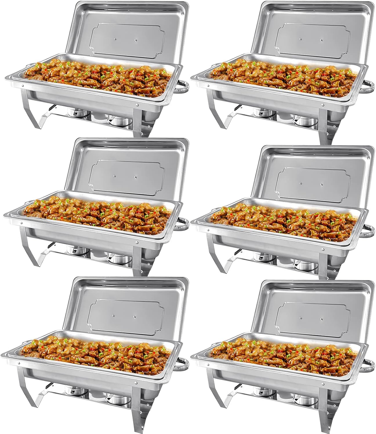 8QT Chafing Dish Buffet Set for Catering and Parties - 6 Pack