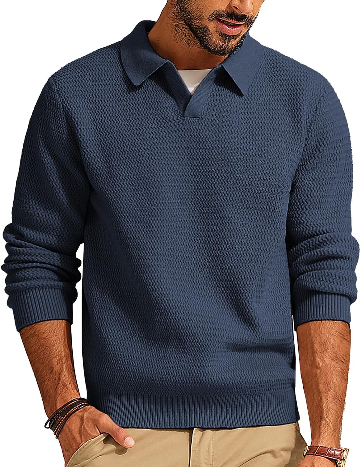 Stylish V Neck Pullover Sweater for Men by PJ PAUL JONES