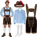 Blue Bavarian Lederhosen for Men Oktoberfest Costume - Classic Fit