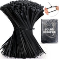 3000 Pieces Cable Zip Ties Bulk 12in 50lb - Heavy Duty Tie Wraps