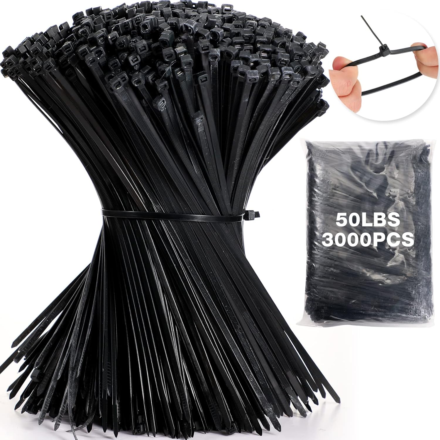 3000 Heavy Duty Cable Zip Ties for Versatile Indoor & Outdoor Use