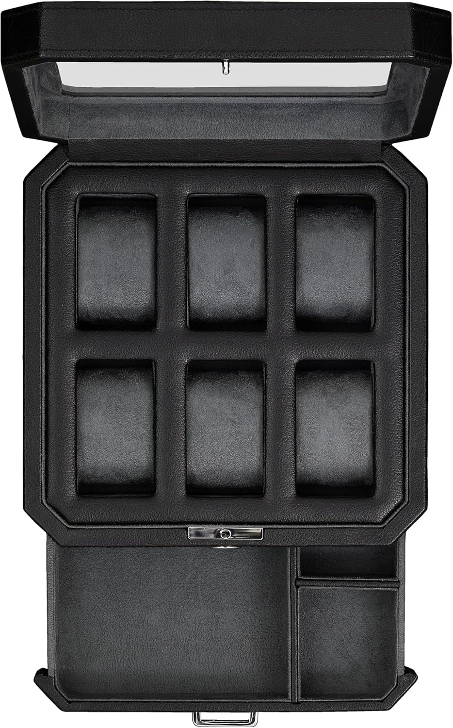 ROTHWELL 6 Slot Leather Watch Box with Valet Drawer for Men
