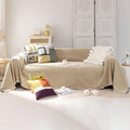 Beige Couch Cover for 3 Cushion Sofa - Soft Chenille Slipcover