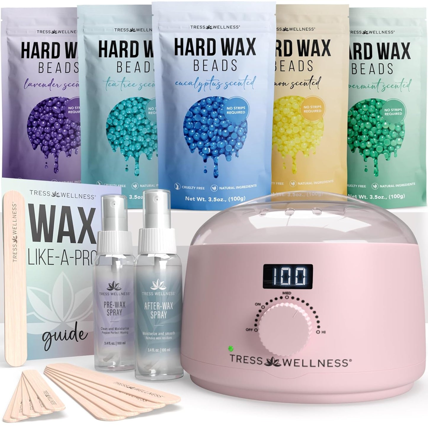 Tress Wellness Waxing Kit for Sensitive Skin - Easy At-Home Use