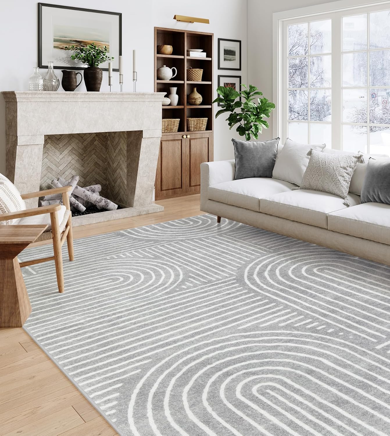 Lahome Abstract Area Rug 6x9, Soft Washable Non Slip Carpet