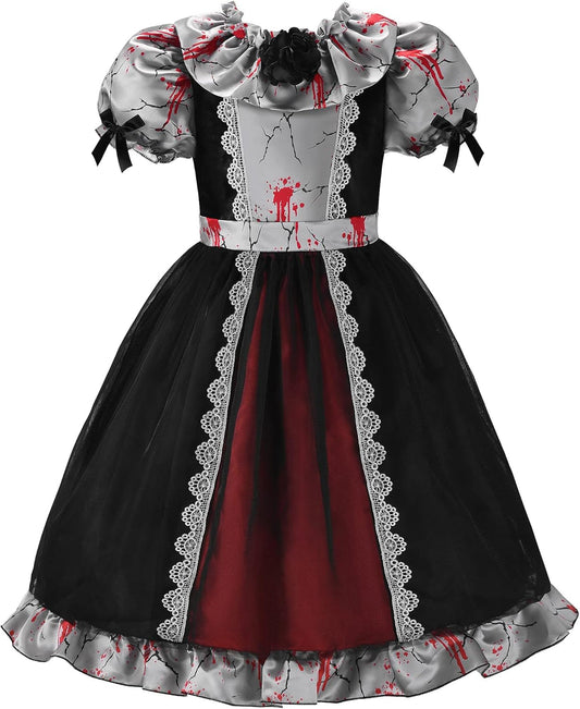 ReliBeauty Kids Broken Creepy Doll Costume for Spooky Fun