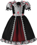 Kids Broken Creepy Doll Costume for Girls Black & Grey - Spooky Print