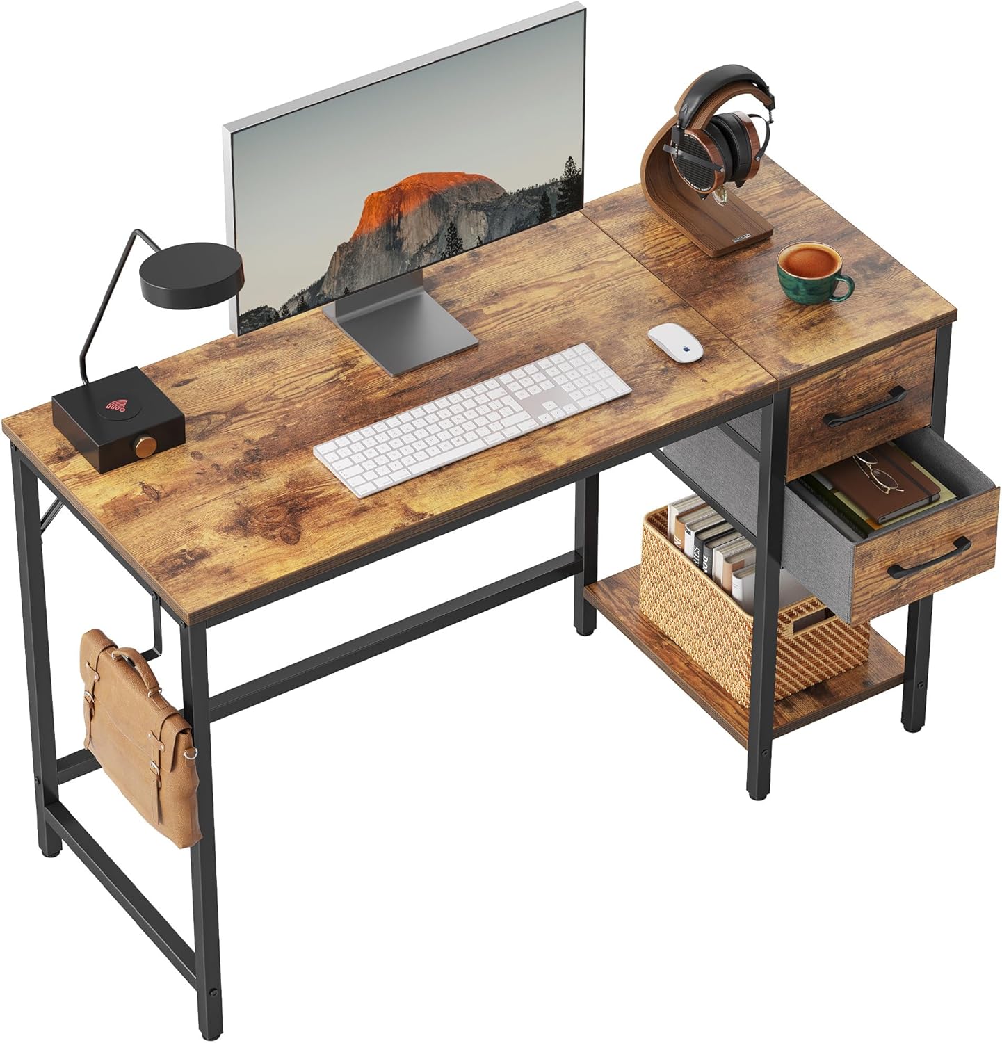 CubiCubi 47 Inch Desk w/ 2 Drawers - Rustic Brown