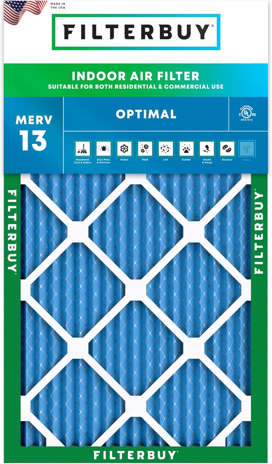 Filterbuy 8x30x1 Air Filter MERV 13 for Smoke & Allergy Defense