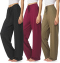 Womens Bootcut Pajama Pants 3 Pack - Flowing Comfort Lounge Pants
