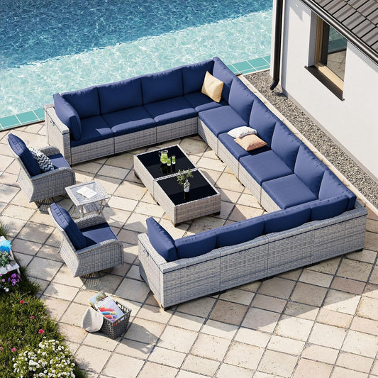 17-Piece Outdoor Patio Furniture Set with Swivel Chairs