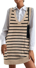 Cozy Oversized V Neck Sleeveless Knit Pullover with Pockets