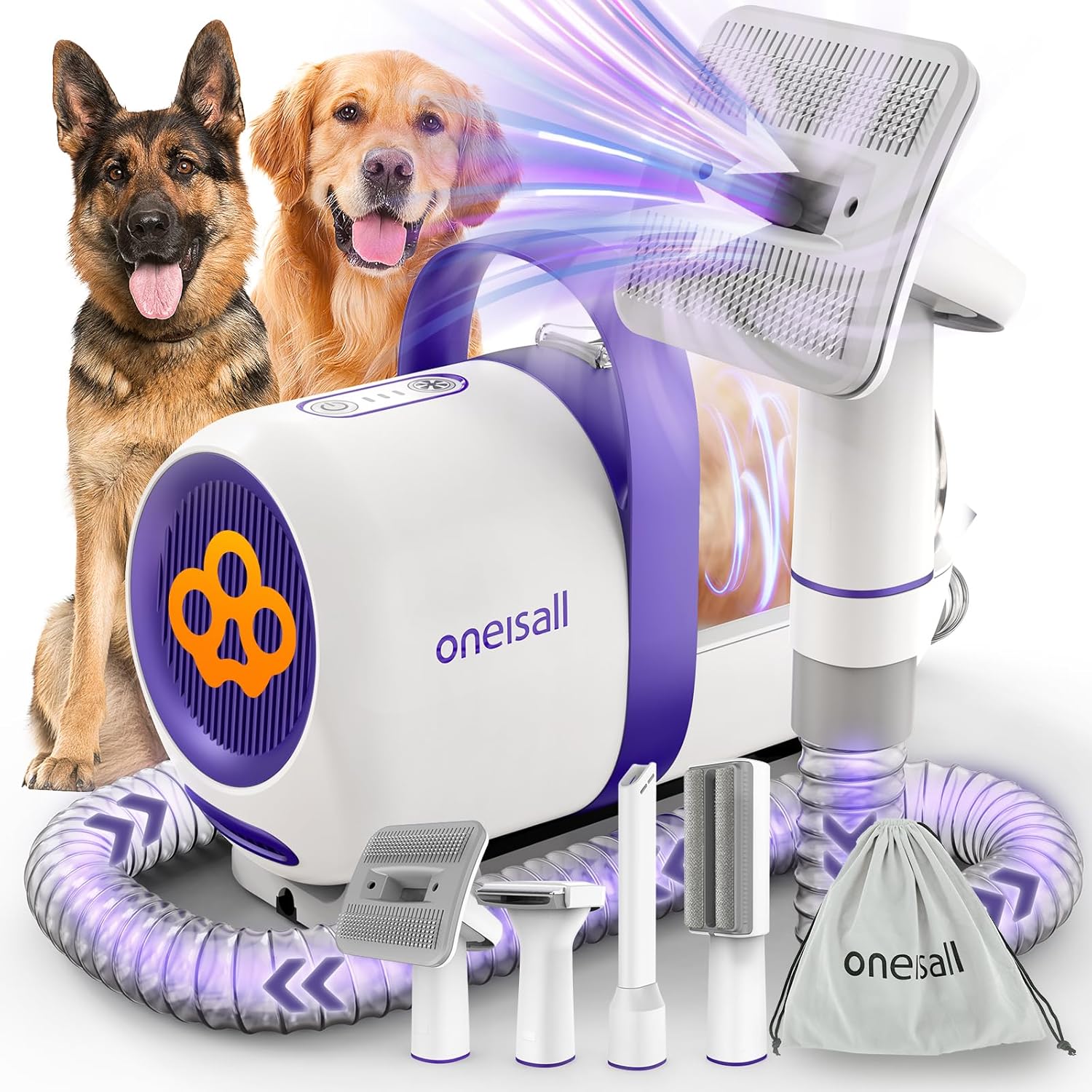 oneisall Dog Grooming Vacuum Kit: Powerful 15000Pa Suction
