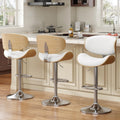 Bar Stools Kitchen Counter Bar Stool Set of 3 Snow White - Mid Century