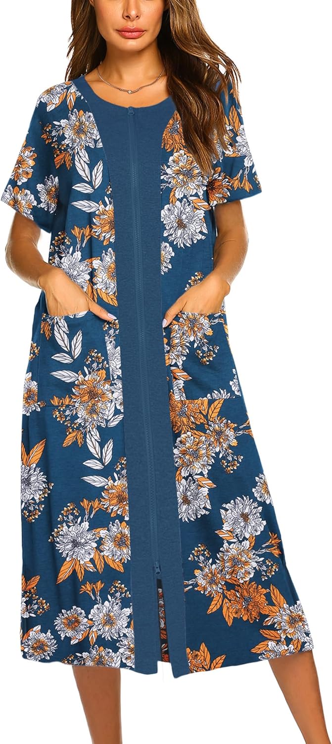 Ekouaer Zipper Front Bathrobe Short Sleeve House Coat Review