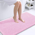 OLANLY Bathroom Rug 44x24 in Pink - Soft Absorbent Chenille Bath Mat