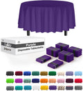 Party Solids Purple Round Plastic Tablecloth 84 in Pack of 24