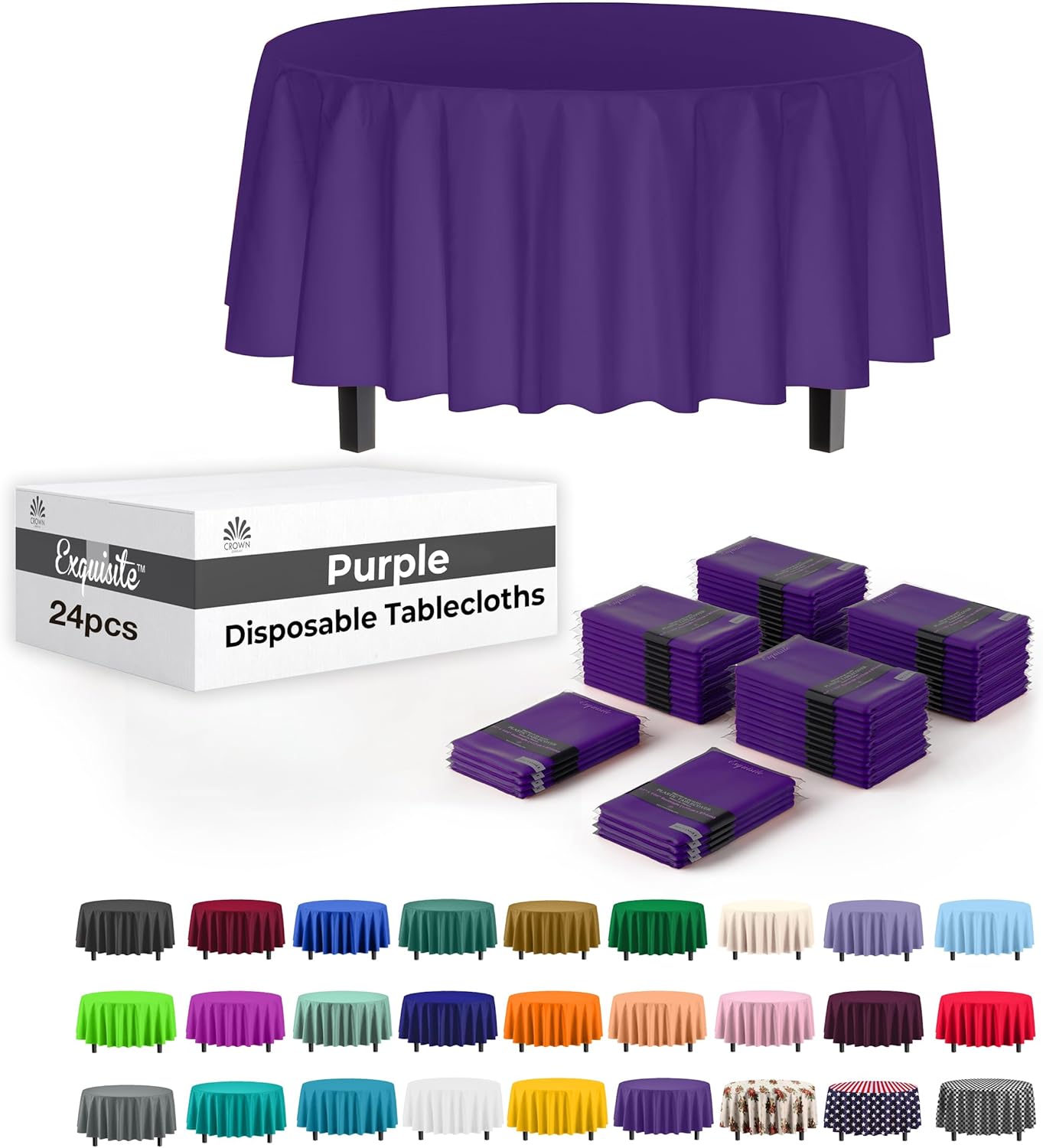 Premium Purple Round Plastic Tablecloths for Any Occasion