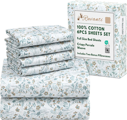 RUVANTI 6 Pcs Cotton Sheets - Soft, Lightweight & Breathable