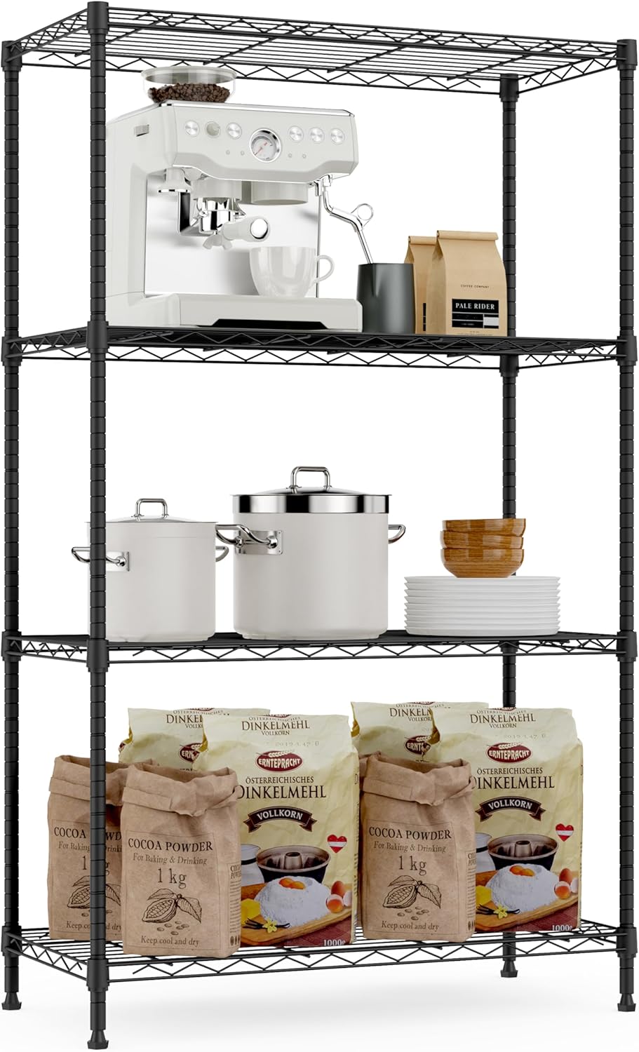 1000 lbs Heavy Duty 4-Tier Utility Shelving Unit for Home Use