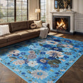Living Room Rugs 5x8 Area Rug - Ultra-Thin, Machine Washable Boho