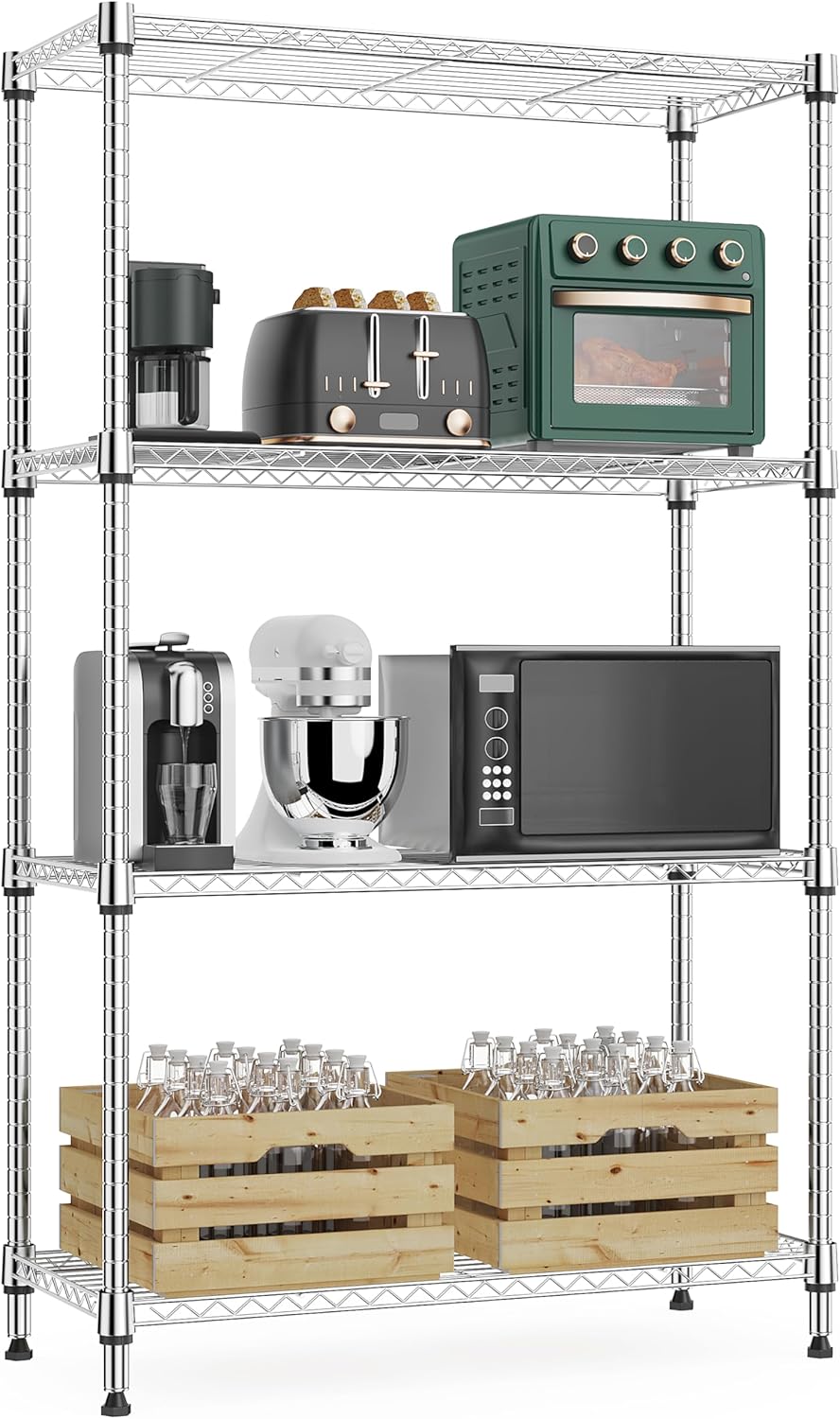 1000 lbs 4Tier Shelf Metal Storage Shelves for Home Use