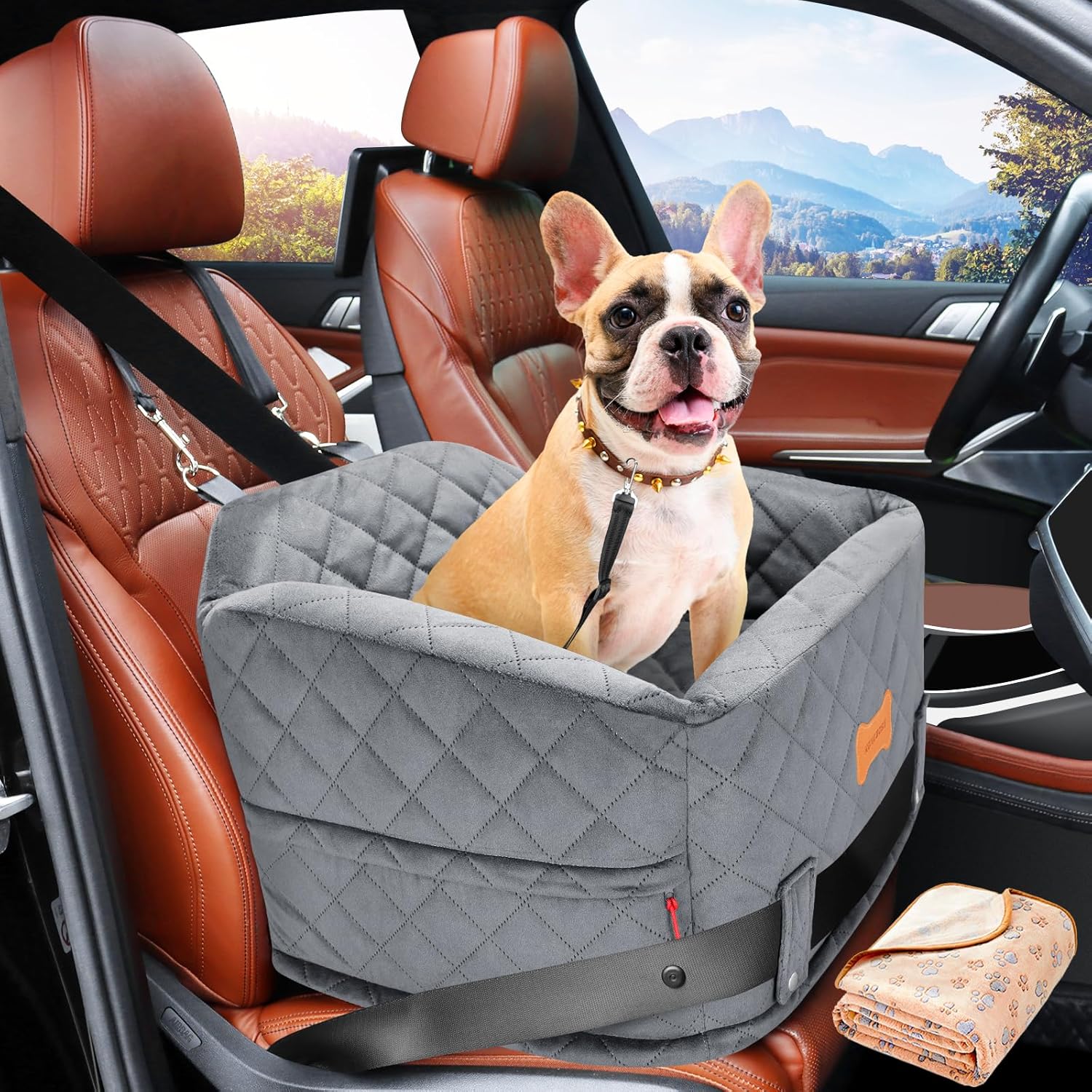 Memory Foam Dog Car Seat - Washable, Secure, Cozy