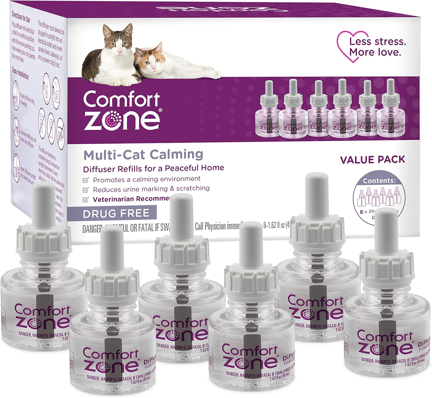 Comfort Zone MultiCat Diffuser Refills for Cat Calming Needs