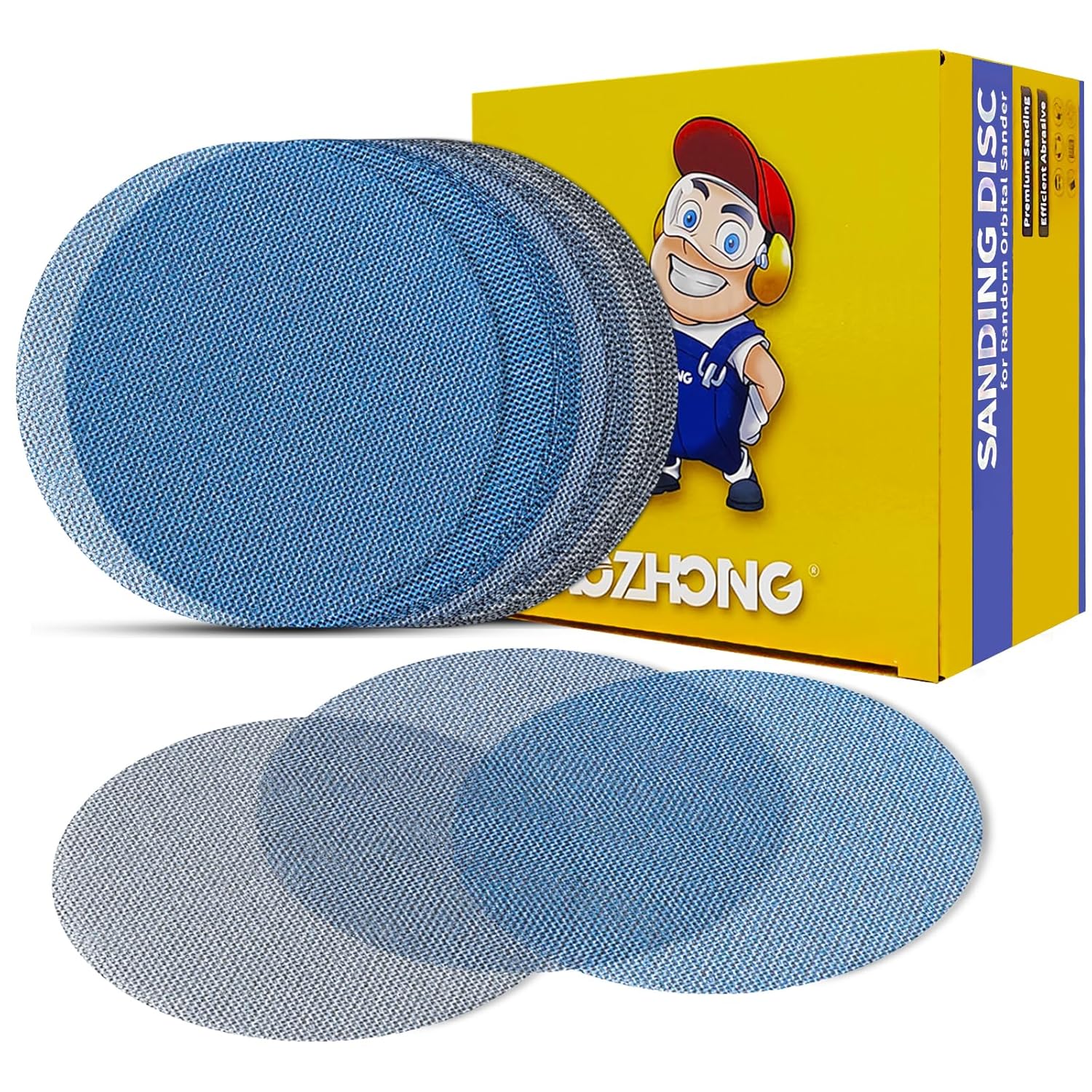 Premium 5-inch Ceramic Sandpaper Set - 50 Pcs Grits 80-320 for Orbital Sander
