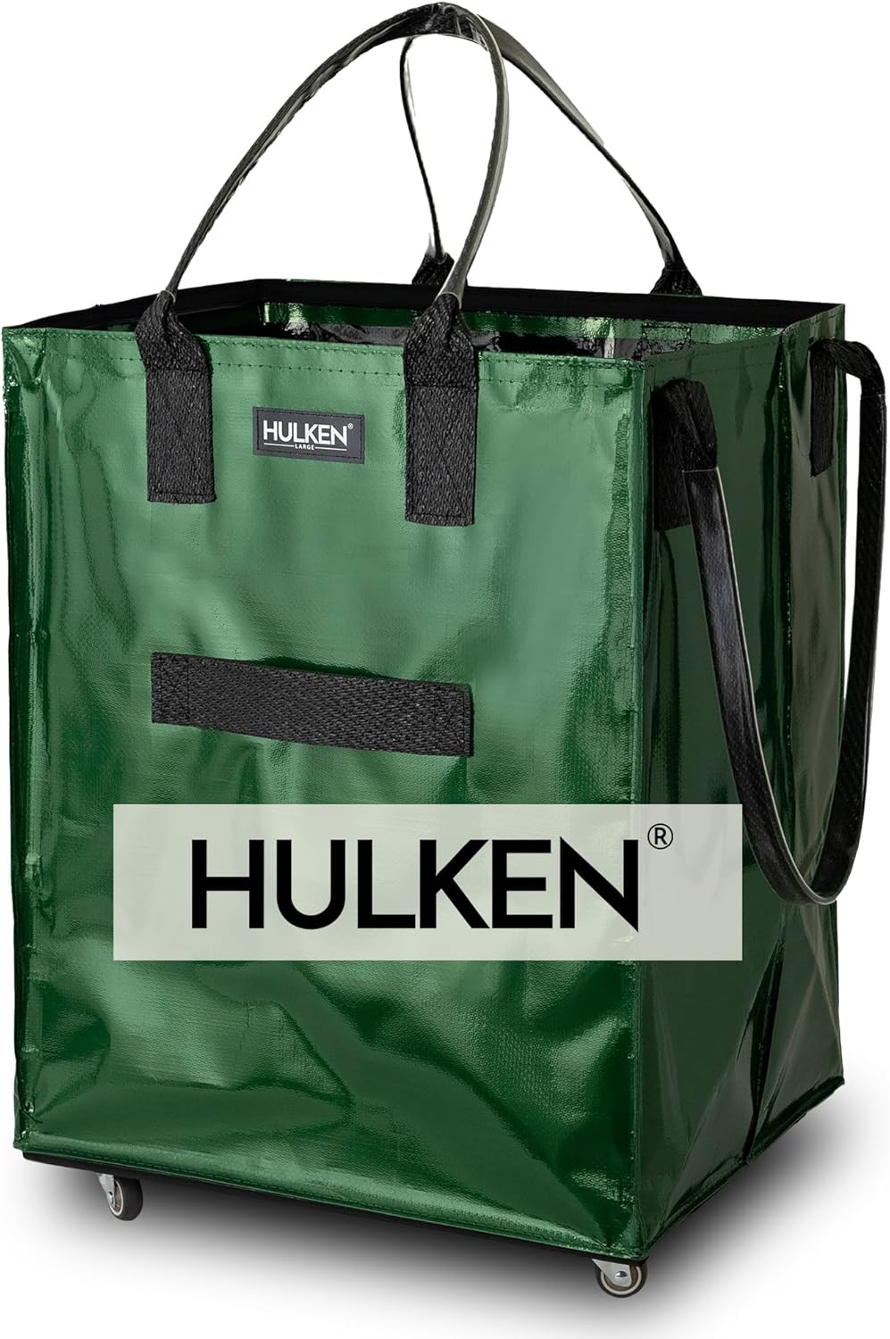 Large Forest Green Reusable Grocery Bag On Wheels for Shopping