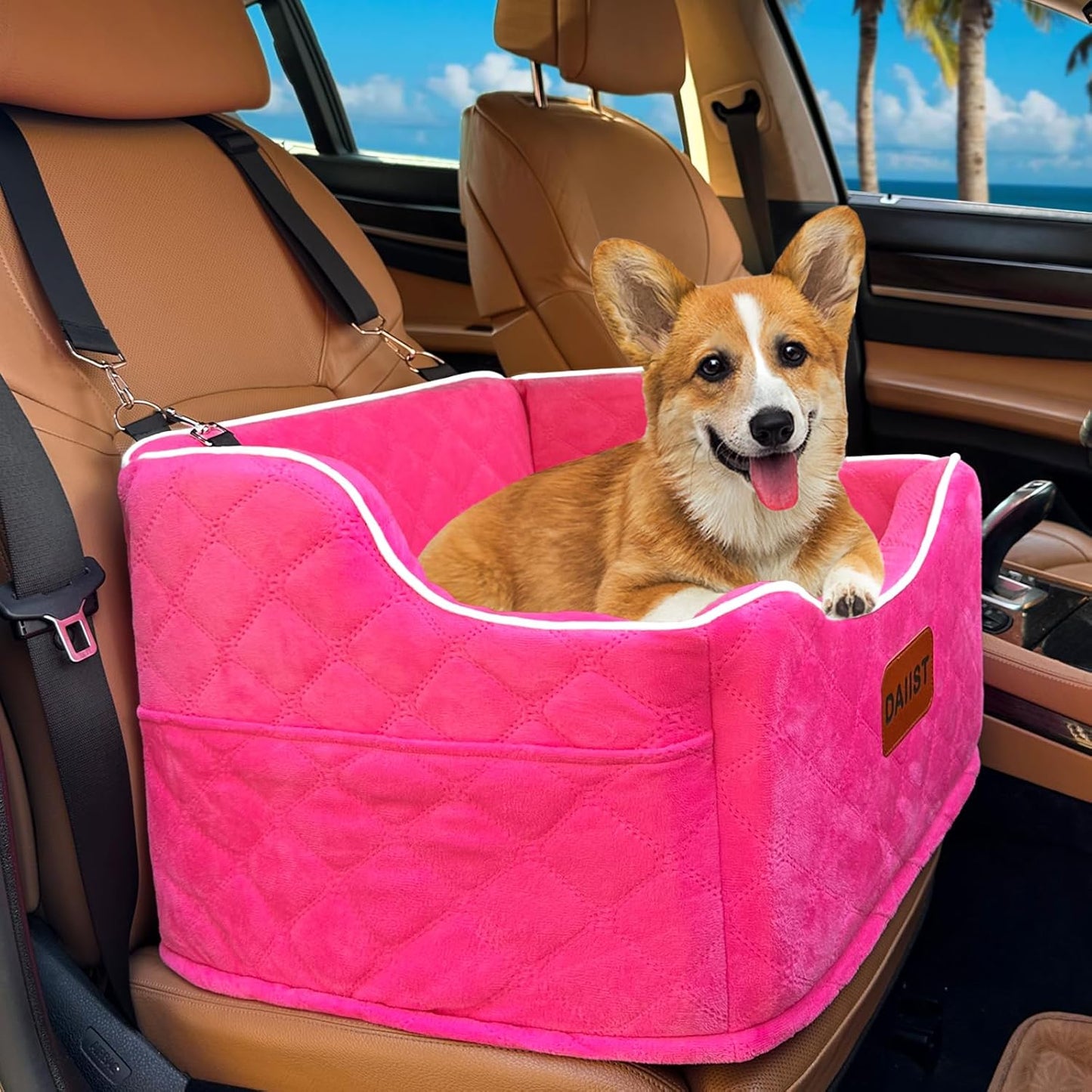 Memory Foam Dog Car Seat - Comfy & Secure Travel for Small/Medium Dogs