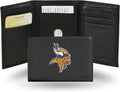 Embroidered Genuine Leather Tri-fold Wallet - Slim Team Wallet