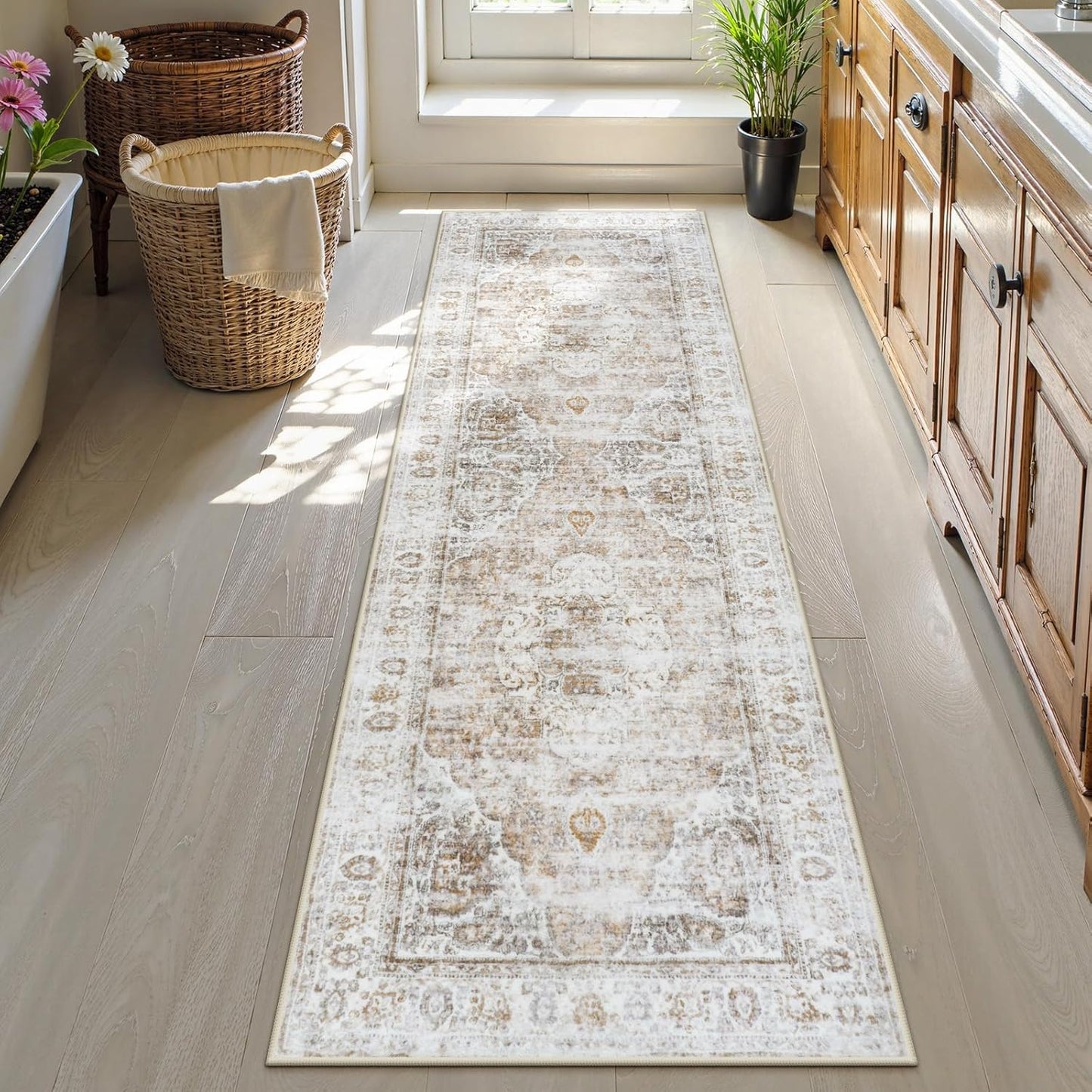 Uphome Bathroom Runner Rug, Distressed Tribal Farmhouse Mat
