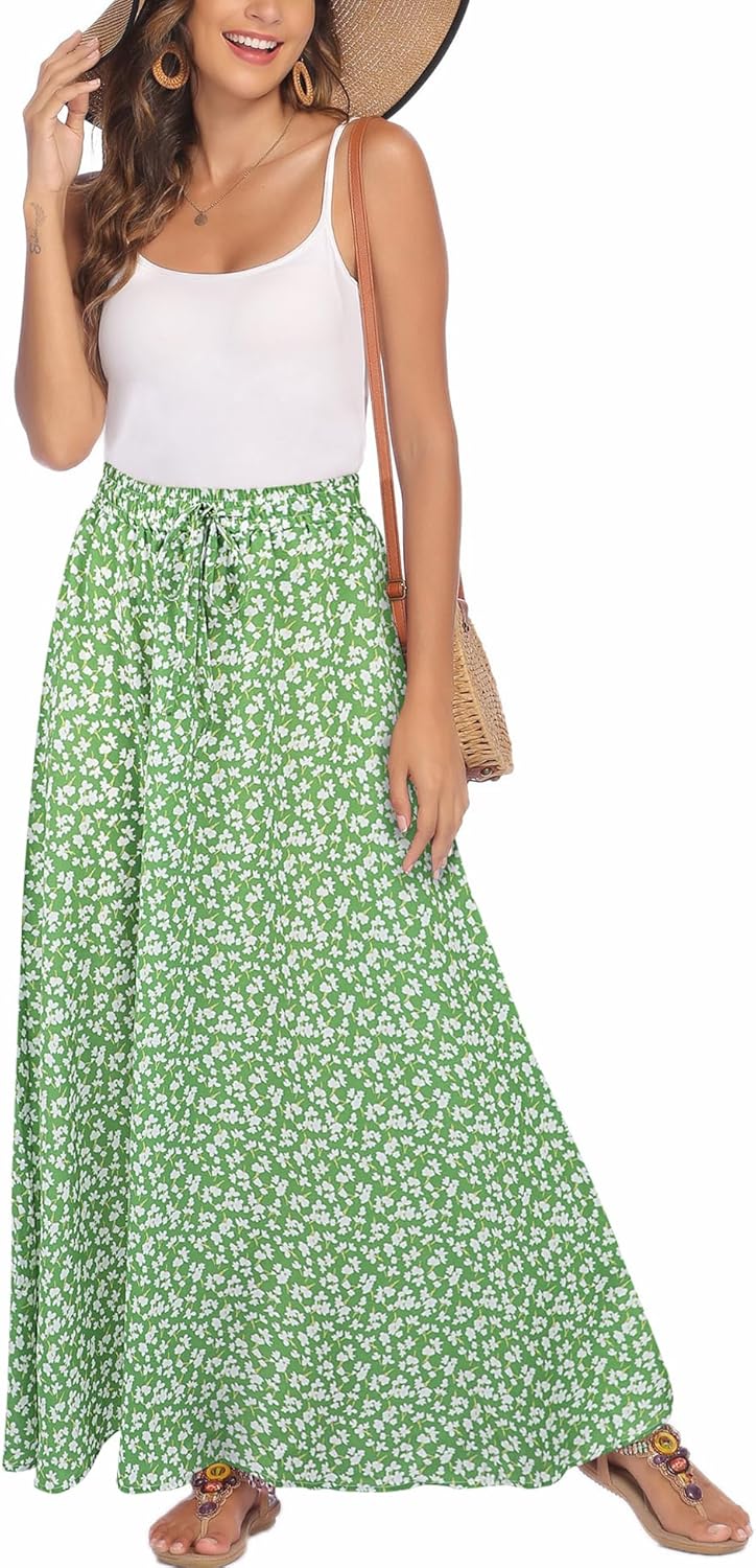 Bluetime Women Flowy Long Skirts for Summer Beach Style