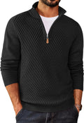 Mens Quarter Zip Sweater Casual Slim Fit Pullovers - Smart Everyday
