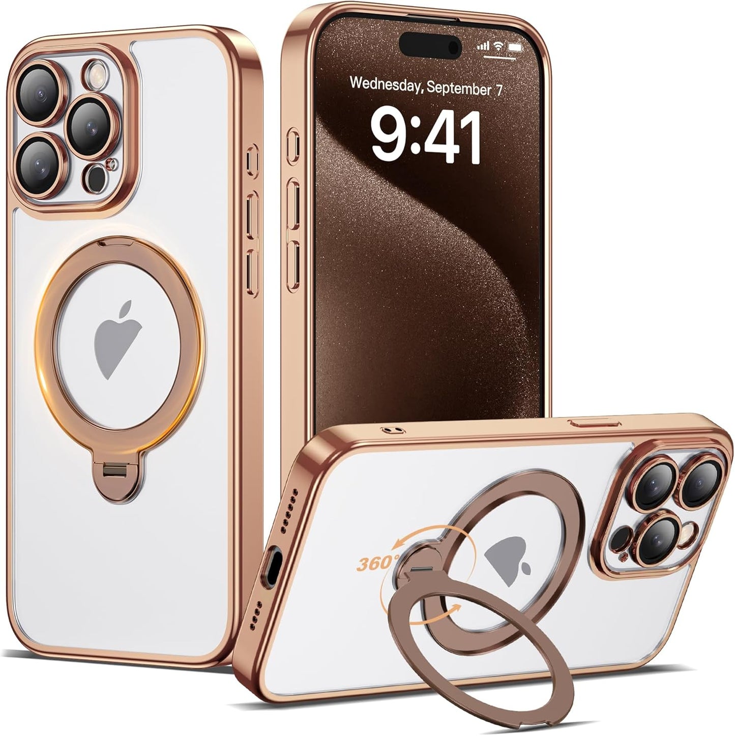 Compatible with iPhone 15 Pro Case with 360 Spin Magnetic Stand
