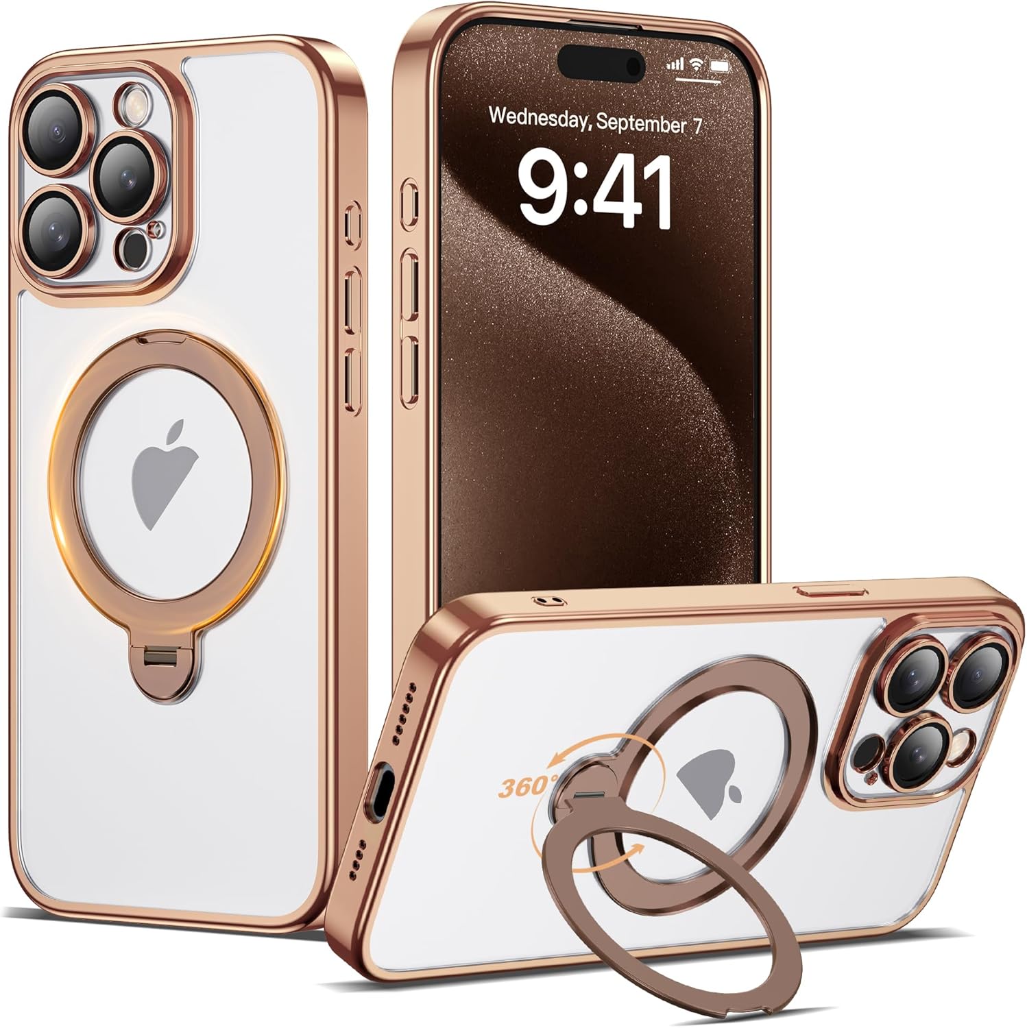 Compatible with iPhone 15 Pro Case with 360 Spin Magnetic Stand